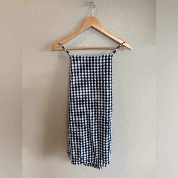 American Eagle Outfitters Dresses & Skirts - AMERICAN EAGLE Tie Back Gingham Mini Dress Navy and White EUC Medium